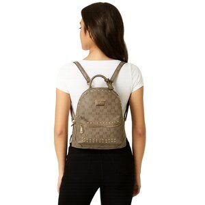 Bebe Brown Mini Studded Backpack Bag  Retro Y2K Vegan Leather Women's Woman's
